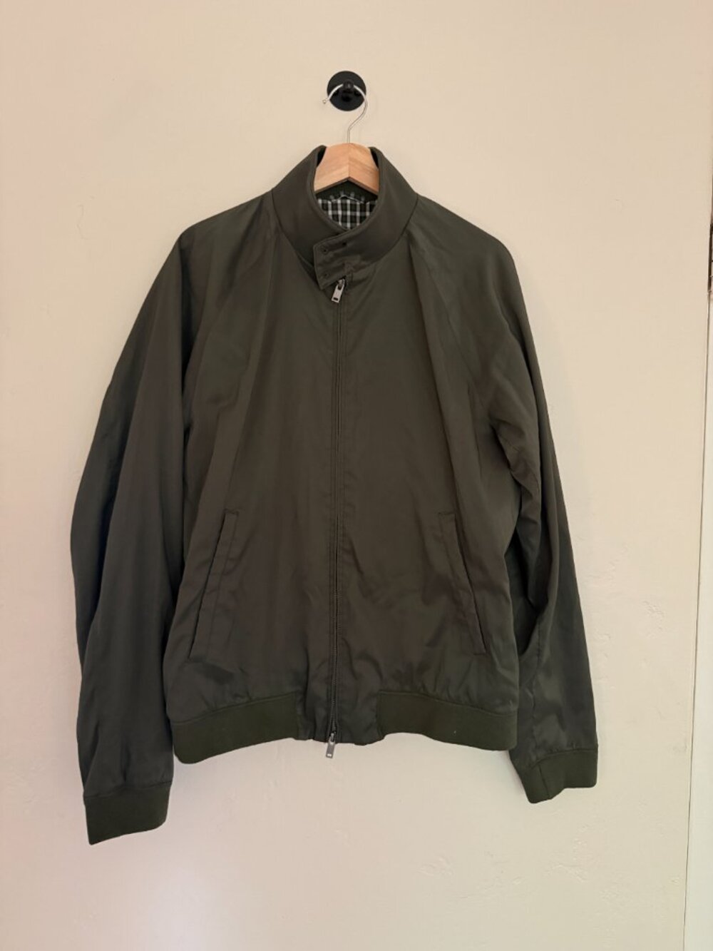 Uniqlo Harrington Jacket - Olive Plaid Lined